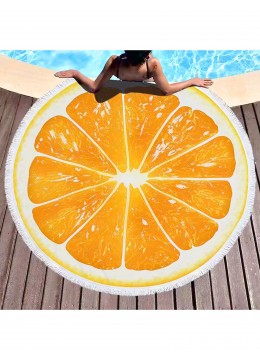 Orange Round Beach Towel